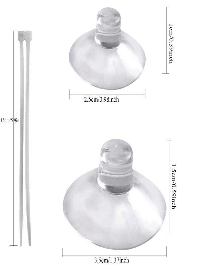 Pitertul Aquarium Suction Cups,20Pcs 25mm/0.98inch + 20Pcs 35mm/1.37inch Fish Tank Suction Cups with Adjustable Cable Ties for Aquarium Fish Tank Plants, Planter, Binding Moss Shrimp Nest - Image 2
